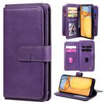 XYX Wallet Case for LG Velvet 5G/LG G9, Solid Color PU Leather Flip Wallet Purse Case Kickstand with 10 Card Slots, Purple