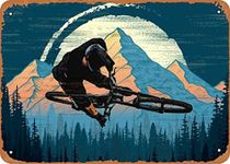 Fanzi Vintage Look Metal Sign - Mountain Bike Trick - 8"X12" Tin Plate Wall Decor