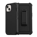 Defender Case Compatible with iPhone 13 Defender SCREENLESS CASE Shockproof Rugged Protective Phone Case for iPhone 13 Black (with Belt Clip) 6.1 Inch