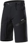 ARSUXEO Mens Bike Shorts,Cycling Shorts,Mountain Bike Shorts Loose Fit with Moisture-Wicking Waistband, Black, Medium