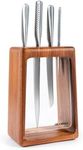 Global Jouzu Japanese 5 Piece Knife Block Set – G2 & GS3 Chef Knife 8" & 5", GS5 Vegetable Knife, GSF15 Peeling Knife – Razor Sharp Stainless Steel Kitchen Knives with Walnut Block & Acrylic Display