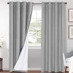 H.VERSAILTEX 100% Blackout Curtains 84 Inches Long 2 Panels for Living Room Bedroom Faux Linen Curtains Thermal Insulated Textured Room Darkening Window Drapes((52x84 in, Dove,White Liner)