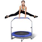 SereneLife Portable & Foldable Trampoline - 40" in-Home Mini Rebounder with Adjustable Handrail, Fitness Body Exercise - SLSPT409