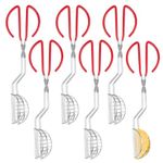 Qarmijaer 6 Pcs Stainless Steel Taco Tong with Red Plastic Clip, Taco Press for Homemade Tortilla Shells Taco Shells Making Easy Install