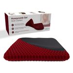 LuxeCraft Honeycomb Gel Seat Cushion – 4.5 cm Thick Gel Comfort Cushion for Pain Relief & Support | 2 Zippered Covers | Soft TPR with Breathable Honeycomb Design | Office Chairs, Cars & Wheelchairs