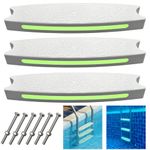 Pool Ladder Steps Replacement, 18" Universal Heavy Duty Pool Ladder Steps, Swimming Pool Ladder Steps for Inground Pools & Above Ground Pool with 6 PCS Bolts and 3 Reflective Strips (3 Pack)