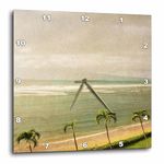 3dRose Vintage Maui Palm Trees and Beach Tropical Photography - Wall Clock, 15 by 15-Inch (DPP_30915_3)