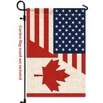 America Canada Friendship Garden Flag,12x18 in Heavy Duty USA American Canadian Outdoor Banner for Patio Yard with Double Side