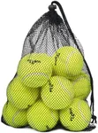12 Packs Tennis Balls for Training and Dogs, High Elasticity Practice Tennis Balls with Mesh Bag for Transport and Beginner Exercise, Durable Pet Playing Ball Set Multi-Pack Colored Balls Yellow