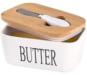 Butter Dish with Lid and Knife, 650ML Large Ceramic Butter Dish Double Silicone Seals Butter Box Use to Storage Home Made Butter, Nuts and Cheese