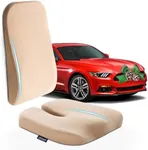 Elmara Car Seat Cushion & Back Support 2 Piece Set – Doctor Designed Car Cushions for Back Pain are The Ultimate Comfort Solution for Drivers – Both Seat & Lumbar Cushions for Total Support (Cream)