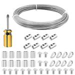 FSHIHINE Wire Rope Cable 20M 2mm Coated 304 Stainless Steel Cable Railing, Picture Wire with Cable Thimbles, Crimping Sleeves, Wire Rope Clips for Hanging Lights Climbing Plants Fencing Washing Line