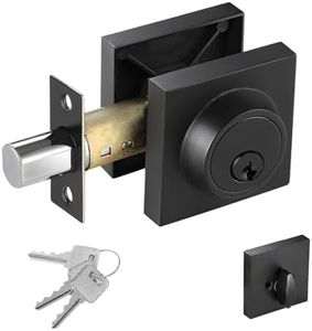 Square Single Cylinder Deadbolt, Modern Deadbolt Lock with Keys, Door Locks with Deadbolt, Matte Black Deadbolt for Front Door Entrance, Front Door Security Lock, Keyed 1 Side