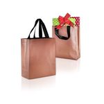 Drapme Small Size Pack of 30 Pcs Glossy Metallic Laminated Non-Woven Reusable Eco-Friendly Party Return Gift Bags (Copper) (Small 9.5x10x4 Inch)