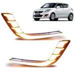 TRENDWALA Imported Front Bumper LED Light With Yellow Turn Signal Light Daytime Running Light Fog Light Drl With Indicator For Swift 2015 To 2017 And Above (Set Of 2)