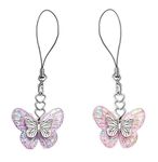 ONCRO® Lucky cute Dual Butterfly | Duo tone butterfly embossed Phone Charms metal Pendant aesthetic for girls women backpack hanging Keychain handy travel necklace bracelet (Purple & Pink Dual)