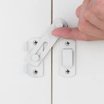 INIRET 4 Packs Barn Door Latches，2.75” x 2.02” Matte White Stainless Steel barn gate flip Door Latch Bi-fold Door Lock,Sliding Door Lock Gate Latches Wine Cabinet Closet Door Latches，White Finish