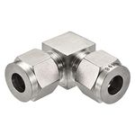 sourcing map Compression Tube Fitting 8mm to 8mm OD Tube 304 Stainless Steel Union Elbow 90 Degree Double Ferrule Coupling Connector