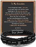 𝐆𝐢𝐟𝐭 𝐟𝐨𝐫 𝐌𝐞𝐧 Braided 𝐋𝐞𝐚𝐭𝐡𝐞𝐫 𝐁𝐫𝐚𝐜𝐞𝐥𝐞𝐭 for Men Dad Husband Boyfriend Son Grandson Brother Stainless Steel Clasp Engraved with Love You Forever Jewelry Father's Day Christmas Valentine's Day Birthday