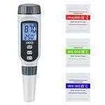 Dr.meter PH Meter, PH Tester for Water 0.01 Resolution High Accuracy PH Meter for Water 0-14pH Range Digital PH Tester with Data Hold and Backlit Two-Color LCD for Hydroponics, Garden, Pool, Aquarium