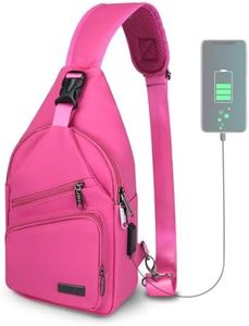 AMJ Crossbody Sling Bag Men Women, Casual Shoulder Backpack, Chest Daypack Satchel for Hiking Travel (Leather Purple, Small)