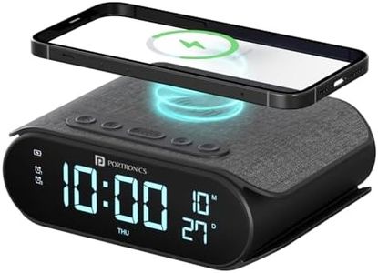 Portronics VoltClock 15W Wireless Charger for All Compatible Wireless Charging Smartphones, Digital Clock, 2 Alarm Setting with Snooze Button, Room Temperature Display,Wireless Fast Charging(Black)