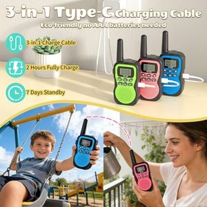 WITPAW 3 Pcs Walkie Talkies for Kids Rechargeable 3 KM Handheld Walkie Talkies Long Range 22 Channel 2 Way Radio Birthday Party Gifts for 3-12 Years Old Girls Boys Outside Adventure Camping Hiking