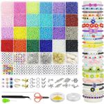 Niulab 7000pcs Glass Seed Beads for Bracelet Making Kit, 24 Colors 3mm Small Glass Beads Tiny Waist Beads Friendship Bracelet Making kit for Girls Jewelry Making DIY Craft Bracelet Necklaces