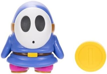 Nintendo Super Mario 4-Inch Blue Shy Guy Poseable Figure with Coin Accessory. Ages 3+ (Officially licensed)