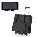 CURMIO Rolling Desktop Computer Carrying Case with Wheels, Double-Layer Computer Tower Travel Storage Bag with Detachable Dolly for PC Chassis, Keyboard and Mouse, Black (Patent Pending)