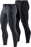 TSLA Men's Thermal Compression Trousers, Athletic Sports Leggings & Running Tights, Wintergear Base Layer Bottoms Pants, 2pack Tights Black/Charcoal, L