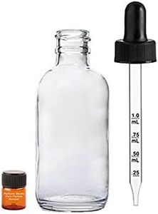 Perfume Studio 2oz Calibrated Glass Dropper Bottles for Essential Oils - Pack of 6, 60ml Clear Glass Calibrated Dropper Bottles Plus Free Perfume Sample Vial (2 Oz, Clear Glass)