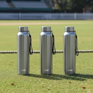 Clazkit Stainless Steel Water Bottle, 1000 ml - Single-Walled, Spill-Proof, Food Grade Steel | Fridge, Office, School, Travel, Gym, Car - Set of 3 (Silver)