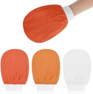 Exfoliating Gloves, 3Pcs Body Scrub Glove Bath SPA Exfoliating Mitts, Dual-Sided Deep Clean Exfoliation Scrubbing Mitt, Dead Skin Remover Glove Deep Body Scrubber for Women and Men(Orange)