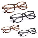 LUFF 4PCS Reading Glasses Square Frames Eyeglasses with Comfort Spring Hinges