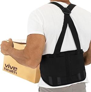 Vive Back Brace for Heavy Lifting - Lower Back Brace Support Belt for Men & Women w/Suspenders - Lumbar & Sciatica Pain Relief - Adjustable Compression for Herniated Disc, Lift Harness for Protection