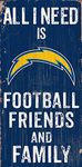 Fan Creations Color San Diego Chargers All I Need is Football, Family & Friends Sign, Multicolored