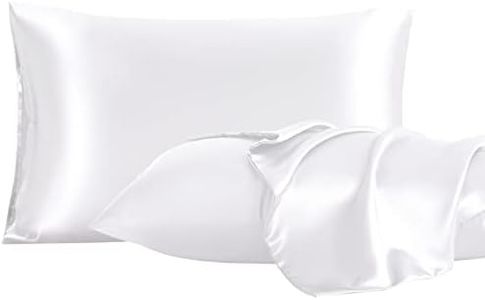 GOLAL Satin Pillowcase for Hair and Skin Queen Size - Silk Pillowcase 2 Pack 20x30 inches, White Pllow Cases Set of 2 with Envelope Closure