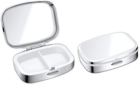 kwmobile 2X Scatola Portapillole Acciaio Inox 2X Scomparti - Contenitore Porta Pillole Pasticche Compresse da Viaggio - Scatolina Argento 5,5x4x,15cm