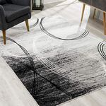 Rug Branch Montage Modern Abstract Swirls Grey Black Indoor Area Rug for Living Room, Bedroom, Dining Room, and Kitchen - 5' x 7' (5'3" X 7'7")