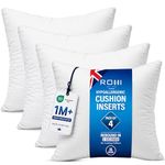 Rohi Set of 4 Hypoallergenic Cushion pads 65cm x 65cm - White polyster square Cushions - Standard stuffer pack of Cushion inserts 65cm x 65cm (Pack of 4 | 26"x26")