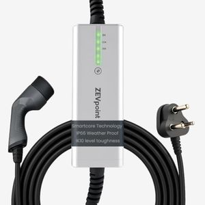 Zevpoint 3.6kW Portable EV Charger| Ultra-Light | 16A, Single Phase, 5m TPU Cable | IP66 Waterproof | 10+ Advanced Safety | Adjustable Current | LED Indicator | Upto 5-Year Warranty | Aveo 3.6