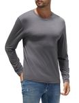 Men's Long Sleeve Merino Wool T-Shirt | Thermal Base Layer for Cold | Lightweight Underwear + Laundry Bag Grey