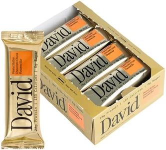David High Protein Bars - 0g of Sugar, Low Carb, Gluten Free - 28g of Protein, 150 Calories - On-The-Go Snack - Peanut Butter Chocolate Chunk Flavor, Pack of 12