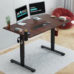 JIN OFFICE Electric Height Adjustable Desk| 80 Kg Wt. Cap, 2 Year Warranty| with Headphone Hook & Cup Holder| Optional Stability Cross bar (One Piece Brown Top 1200 by 750 mm/ 25mm Thickness)
