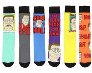 Bioworld King Of The Hill Crew Socks, King Of The Hill Hank Hill Dang It Bobby! Crew Socks For Men Women (Pack of 6) - Multicolored, Multicolored, 8-12