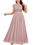 Miusol Women's Formal Floral Lace Plus Size Bridesmaid Party Maxi Dress, Pink, XX-Large Plus