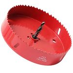 155mm HSS Bi-Metal Hole Saw, Red Finish Corn Hole Cutter in 30mm Cutting Depth for Wood Boards, Soft Metal Sheet, Drywall and Plastic