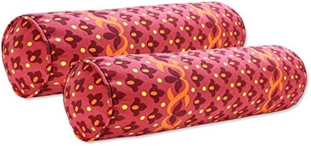 FBTS Prime Outdoor Waterproof Decorative Bolster Pillows with Inserts for Patio Furniture, 50x15 cm Fade Resistant Patio Garden Neck Roll Cushions for Couch Bed Sofa, Geometric Red