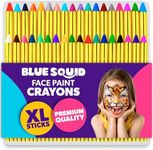 Blue Squid Face Paint Crayons for Kids - 36pcs XL Non-Toxic, Washable Body Paint Crayons - Our Face Painting Kit Makeup Sticks are Easy to Use, Safe for Sensitive Skin and Perfect for a Kids Party